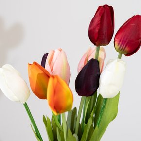튤립 조화 한송이 럭셔리 번들가지 48cm 7컬러 인테리어 꽃 장식 소품 촬영 꾸미기 부케