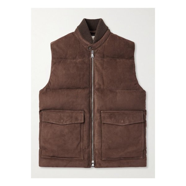 로크 울 트리밍 퀼팅 스웨이드 다운 질레 브라운 46376663162970998