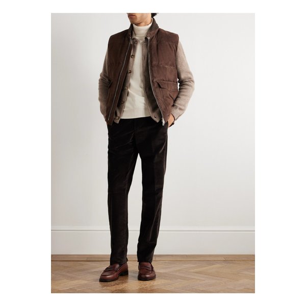 로크 울 트리밍 퀼팅 스웨이드 다운 질레 브라운 46376663162970998