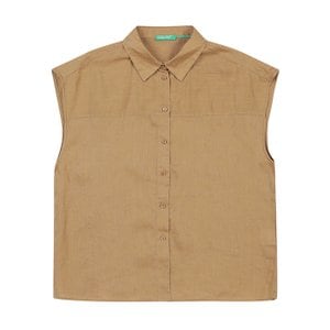 베네통 Sleeveless linen shirt_5BMLDQ03F3K1