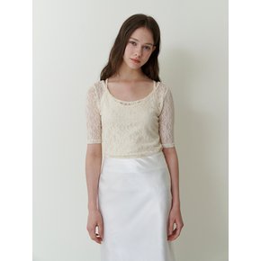 layered lace top - cream ivory