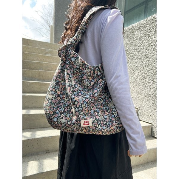 Ange Flower shoulder cross_Black