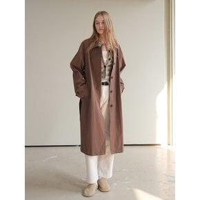 HIDDEN BUTTON TRENCH COAT / BROWN