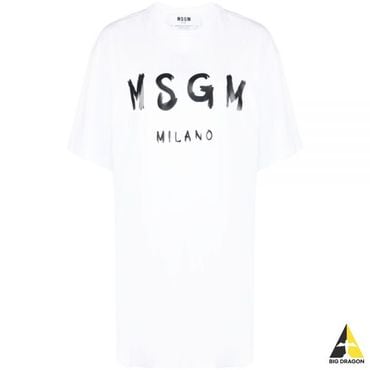 MSGM 엠에스지엠 24 브러쉬드 로고 반팔 원피스 (2000MDA510 200002 01)