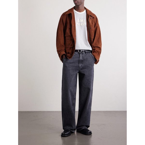 로고 자수 코튼 저지 티셔츠 46376663162992527