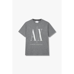 ARMANI EXCHANGE 남성 테이핑 로고 크루넥 티셔츠( A414130116 멜란지 그레이)