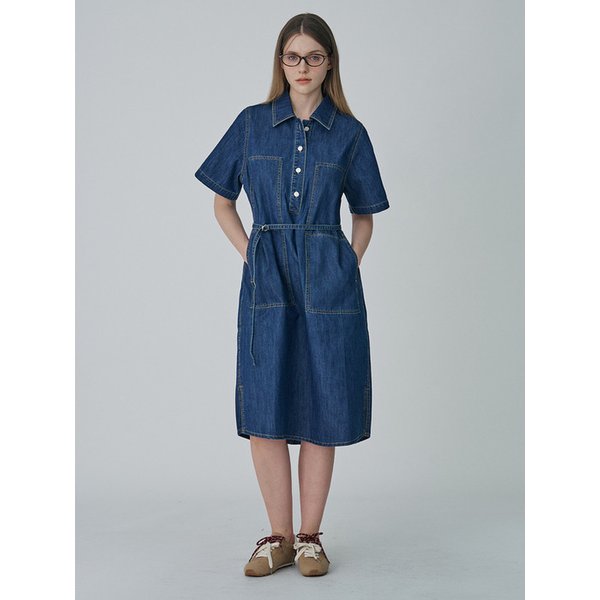 인디고 하프 슬리브 데님 원피스_MC4OPN5