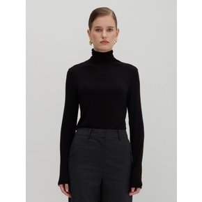 울 소프트 하이넥 티셔츠 블랙 LF26005TS05BK