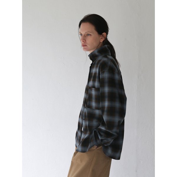 Warm Highneck Check Shirts_BLUEBROWN