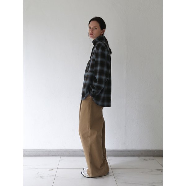 Warm Highneck Check Shirts_BLUEBROWN