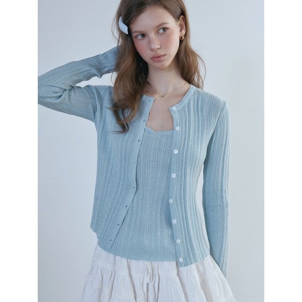 Ribbed Slim Cardigan Set_4color