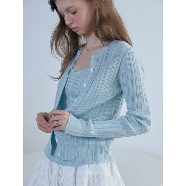 Ribbed Slim Cardigan Set_4color