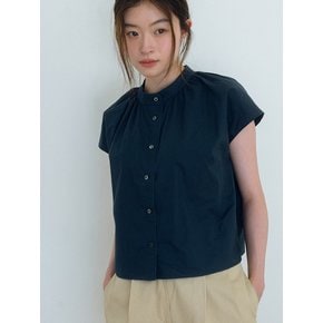 Lace Cap Sleeve Blouse - Navy