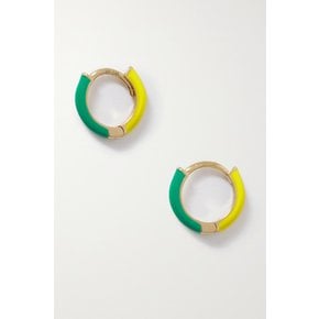 14-karat Gold And Two-tone Enamel Hoop Earrings 그린