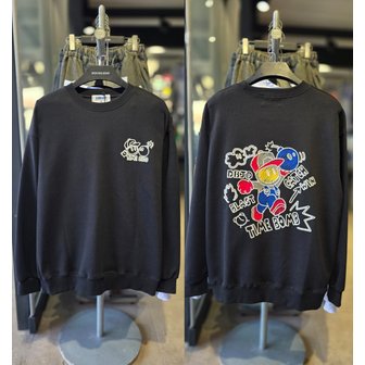 더블제이디 [시흥점] 자수 봄버 세미오버핏 맨투맨(남여공용)/JFET22806BK