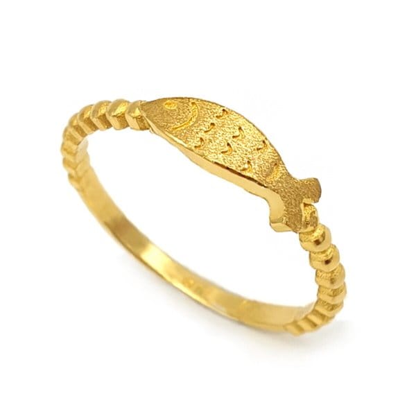 [골드리카]순금 굿럭 물고기 반지 1.875g 애끼링