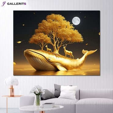 GALLERITS 돈들어오는 고래 그림 인테리어 액자 아이방 거실 벽 풍수