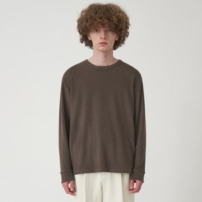 BASIC KNIT SLEEVE T SHIRT_BROWN