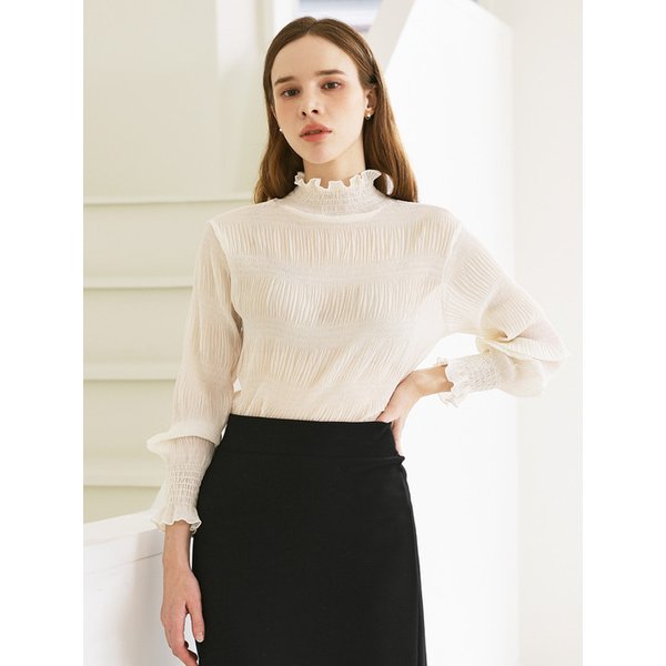 레이어드 프릴 링클 블라우스_2color