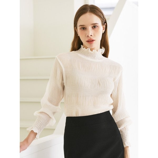 레이어드 프릴 링클 블라우스_2color