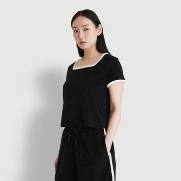 JAJU 25 S/S   여 테리 스퀘어넥 라운지 티셔츠   J205201010