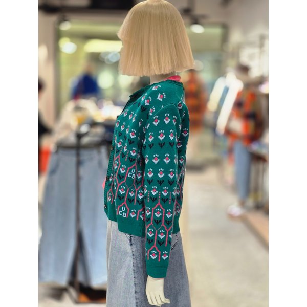 [파주점] 플라워 자카드 니트 가디건 BAKC02511-GN