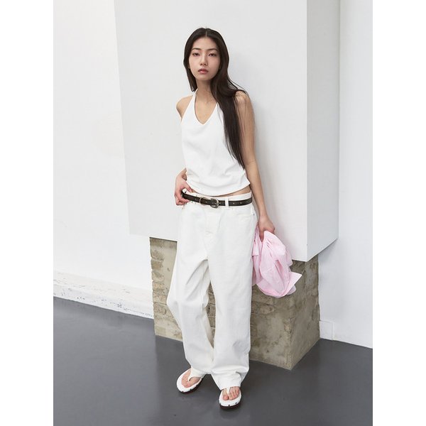 워시드 슬림 카우 레더 벨트 [black]