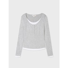 Layered Henryneck Long Sleeve T-shirt(F) WHLAG3824F