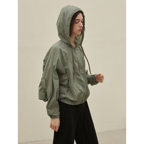 wind shirring hood zipup_KHAKI