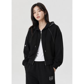 [정상가 109,000][70% OFF] 여성 더블텐션 루즈핏 후드 집업 BLK / QP322OFT71