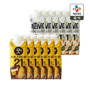 얼티브 제로슈가 프로틴 식물성 고단백 단백질 쉐이크 250ml 밤맛 x6개+고소한맛 x6개