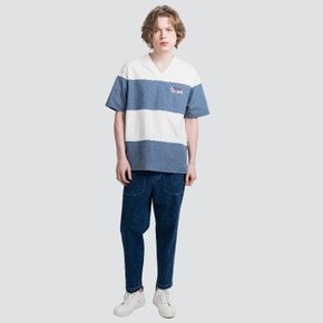 브이넥 빅보더 스트라이프 남자 반팔 티셔츠 CXS25MKVT423 BLU
