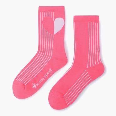 르꼬끄골프 25년  S/S   NEW 여성 하트 스트라이프 자카드 미들 삭스 / T/BLUE GQ122LSO23