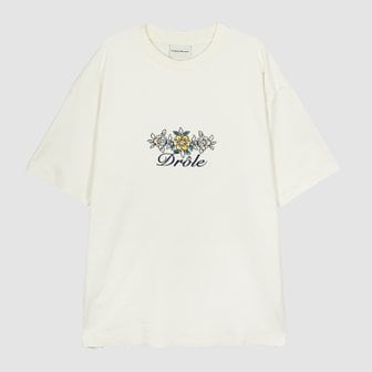 드롤드무슈(drole de monsieur) 드롤드무슈 플로럴 로고 반팔 티셔츠 TS148 CO001 CM cream