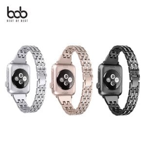 BOB 애플워치 전세대 호환 큐빅 풀메탈 스트랩 여성 시계줄 밴드 Apple Watch 8 울트라 7 SE 6 5 4세대