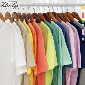 남여공용 싱글베이직 라운드 반팔티 파스텔 무지티  15color _P081221489