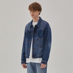 DENIM PAINTING RAGLAN SLEEVE JACKET INDIGO