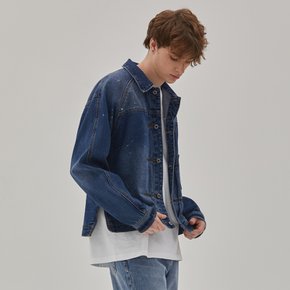 DENIM PAINTING RAGLAN SLEEVE JACKET INDIGO