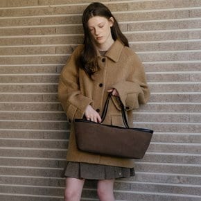 Wide leather tote bag [TIWT04AH08]_Dark brown
