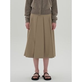 A line pleats skirt_cappuccino