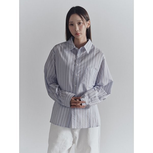 오트 스트라이프 셔츠_Blue