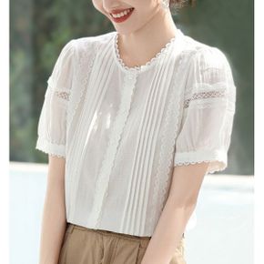머신레이스패턴 라운드넥 블라우스 5EB5A7_P393187559
