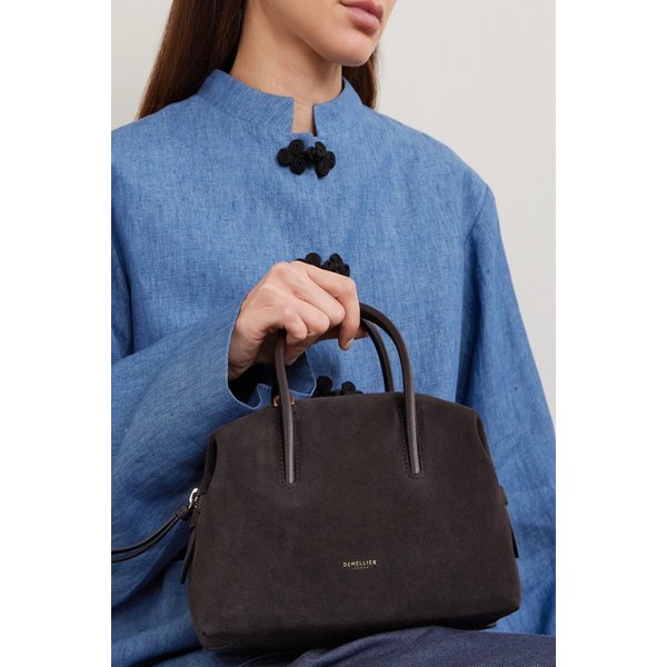드멜리어 더 스몰 스톡홀름 가죽 트리밍 스웨이드 토트백 초콜릿 46376663162972684