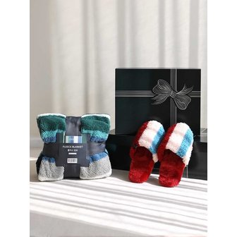 오리고 [선물포장] 플리스블랭킷(S) & 와이드 실내화(L) 스몰세트