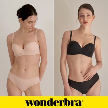 WONDERBRA 데일리 하프컵 라이트베이지+블랙 WBW4M5658_T