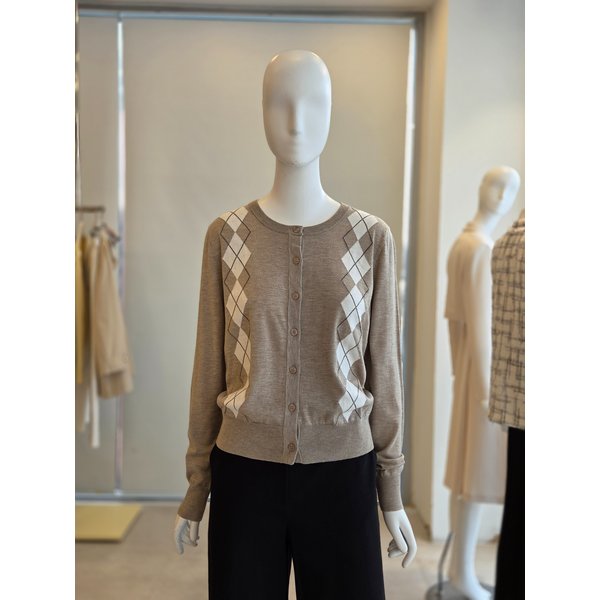 [여주점] [더 아이잗] 여성 울 아가일 라운드넥 가디건 (IS3M1CD731)