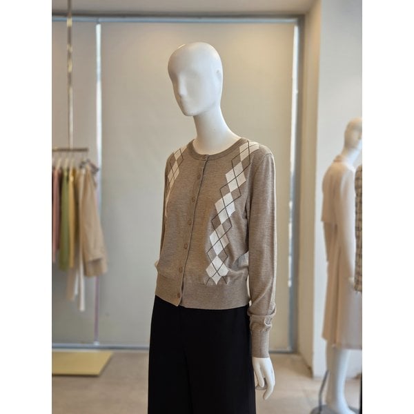 [여주점] [더 아이잗] 여성 울 아가일 라운드넥 가디건 (IS3M1CD731)