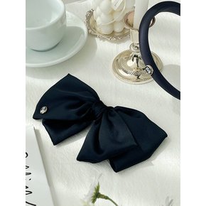 Cameo Big Ruffle Ribbon Hair Barrette [Navy] 빅 러플 리본 헤어핀