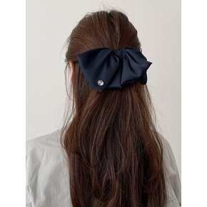 Cameo Big Ruffle Ribbon Hair Barrette [Navy] 빅 러플 리본 헤어핀