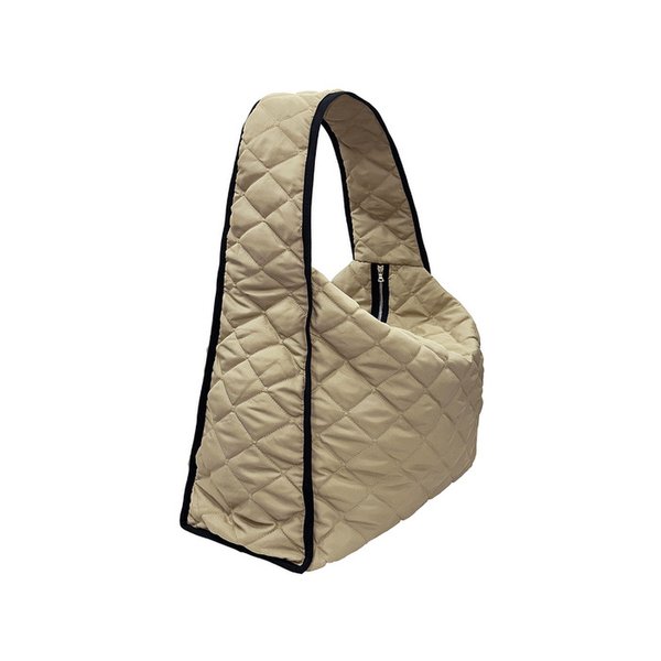 BEIGE QUILTED NYLON MAXI BAG